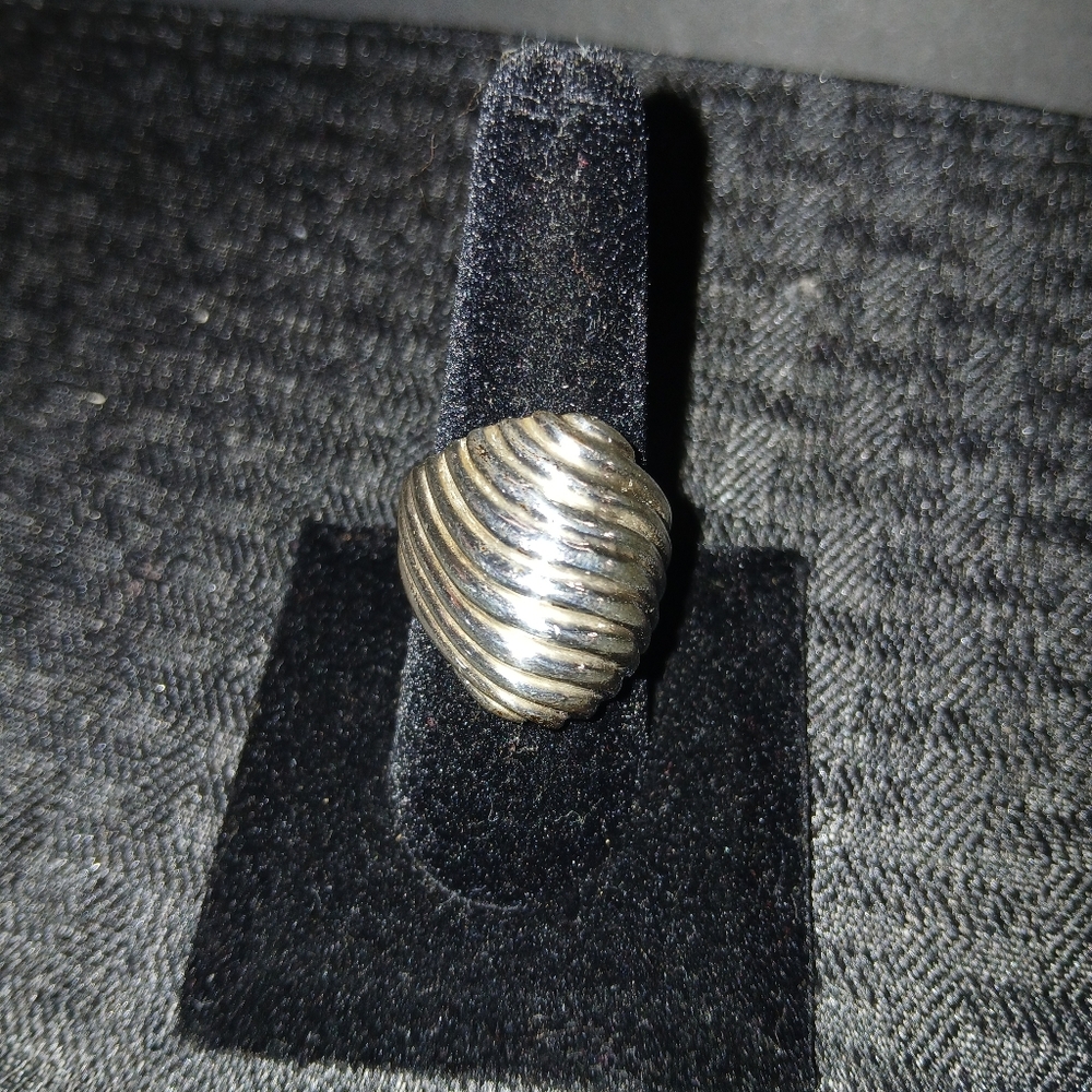 9.25 Mexico Silver Textured Ring Sz 9